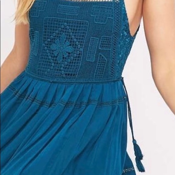 Free People Dark Teal Mini Dress Sz XS (A) - Picture 4 of 4